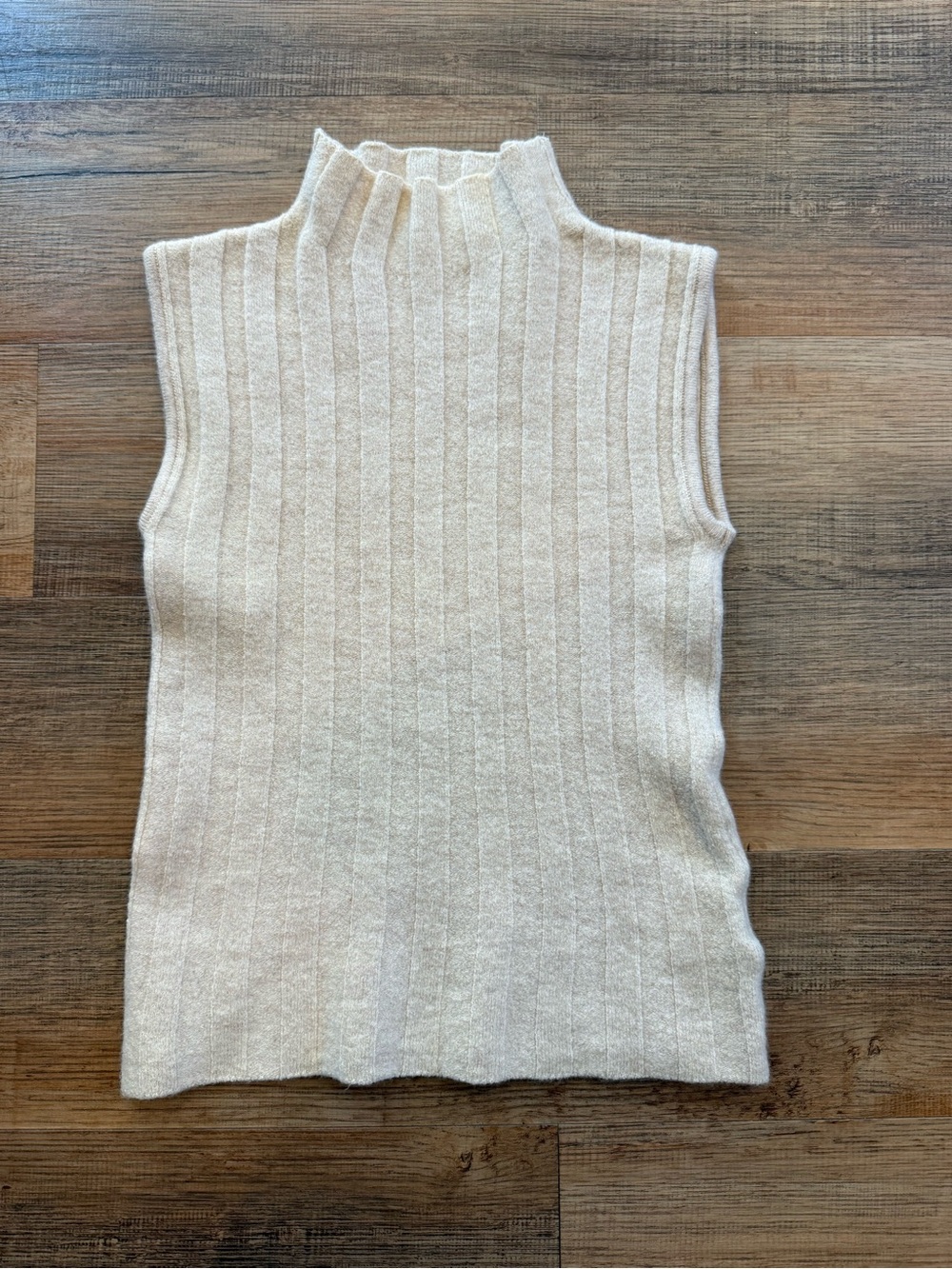 Anine Bing Sleeveless Ribbed Turtleneck Sweater - Cream